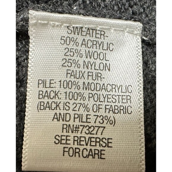 Simply Vera Vera Wang women size M black and gray faux fur button cardigan - Picture 8 of 9